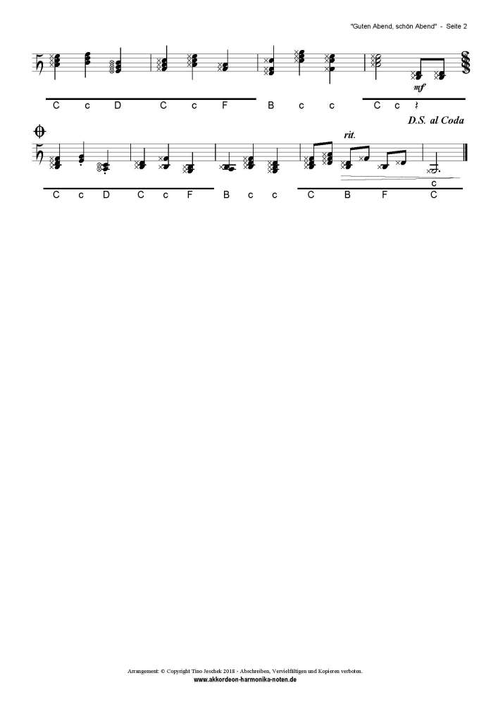 Guten Abend Schön Abend Noten Guten Abend, schön Abend - Steirische Harmonika Griffschrift Noten