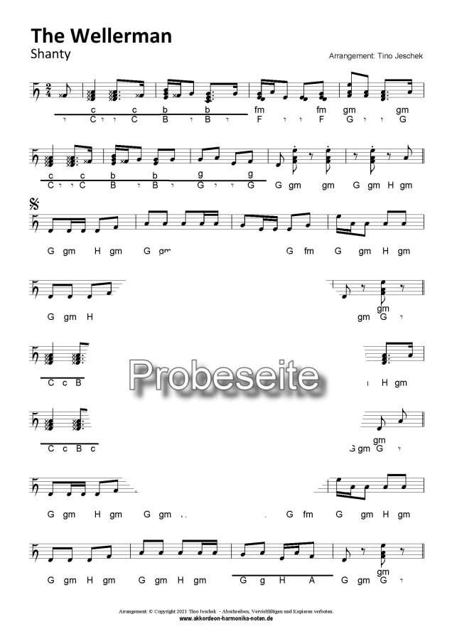 The Wellerman Steirische Harmonika Griffschrift Noten Ziach